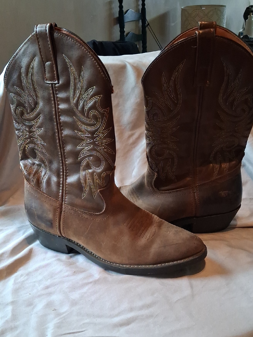 Laredo Brown Western Embroidered Shaft Cowboy Boots